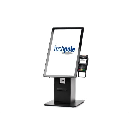 Kiosco autoservicio con escáner y terminal de pago