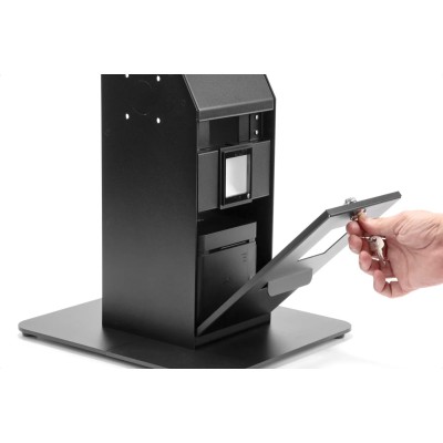 Kiosco autoservicio con escáner y terminal de pago