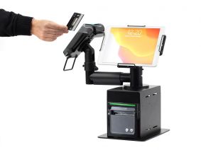 Kiosco compacto TPV con impresora, datáfono y soporte tablet Universal | Soportes TPV compactos