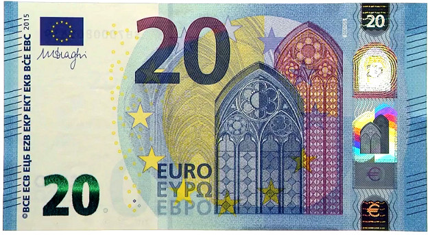 Billete de 20 Euros , el billete más falsificado